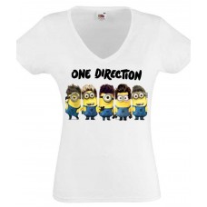 ONE DIRECTION CARTOON Бяла Дамска тениска